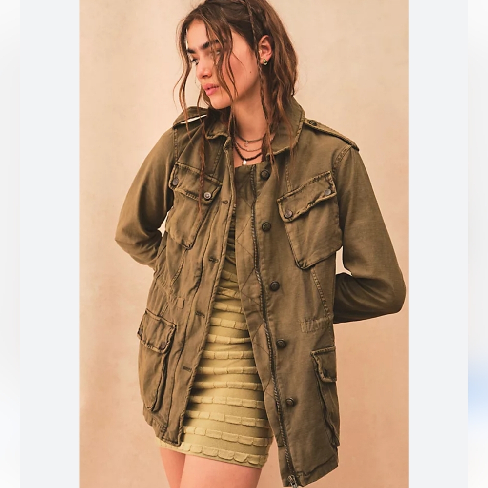 Free People Not Your Brothers Surplus Jacket Size Small Army Green